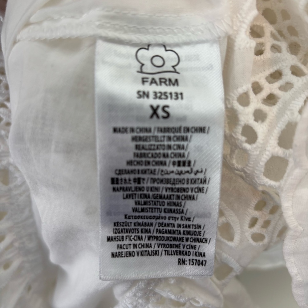 NEW FARM Rio White Eyelet Tiered Puff Sleeve Midi Dress‎ Size XS - Picture 15 of 17